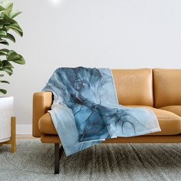 Deep Blue Flowing Water Abstract Painting Throw Blanket