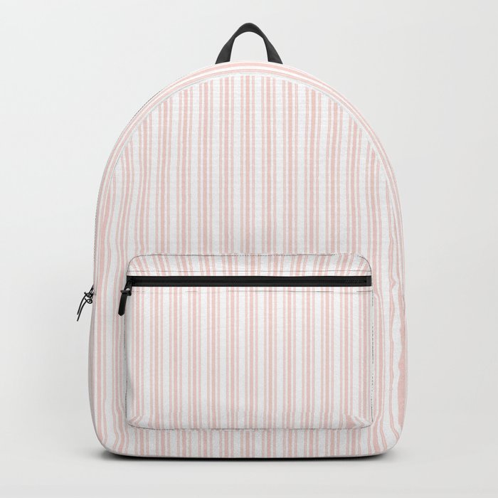 Classic Small Pink Rosebud Pastel Pink French Mattress Ticking Double Stripes Backpack