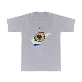 West Virginia Map with State Flag T Shirt
