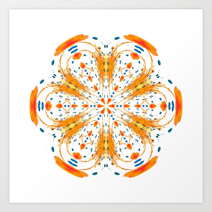 Orange Ink Mandala Art Print