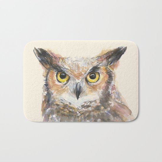 Owl Great Horned Bird Animals Bath Mat