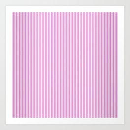 Classic Small Pink Fuchsia Pastel Pink French Mattress Ticking Double Stripes Art Print