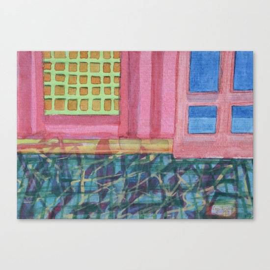 Interieur with pink Wall Canvas Print