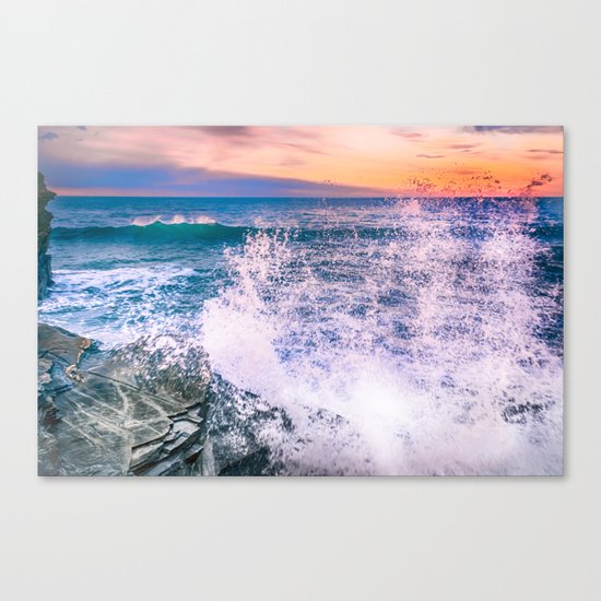 Surf Atlantic Rocky Coast Canvas Print