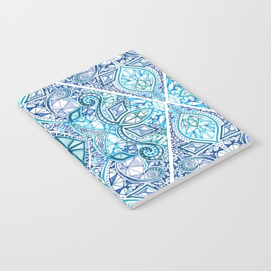 Blue and Teal Diamond Doodle Pattern Notebook