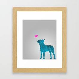 Teal Boston Terrier Silhouette Framed Art Print