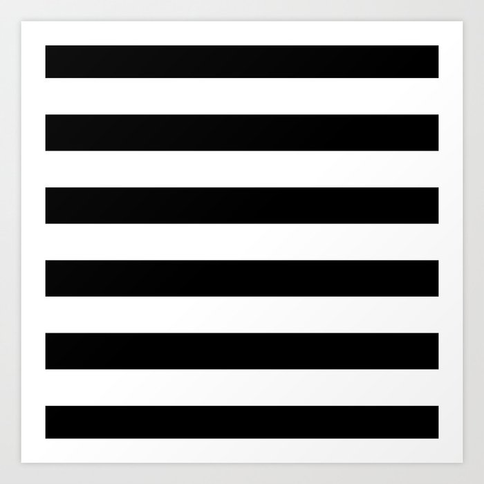 Stripe Black And White Horizontal Line Bold Minimalist Cabana Stripes Lines Drawing Art Print