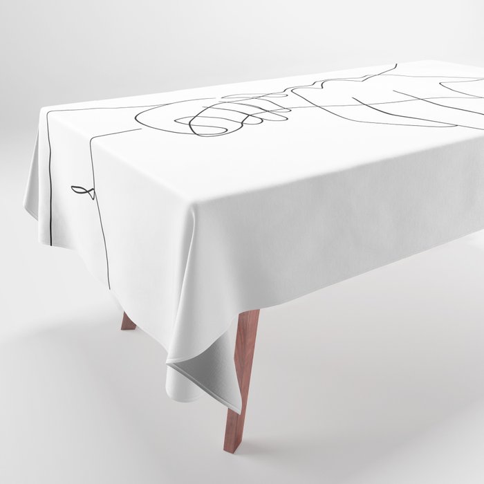Father and Baby Pinky Swear / hand line drawing  Tablecloth
