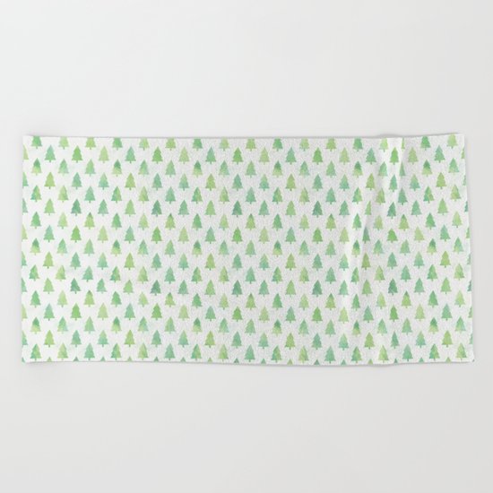 Simple Pine Tree Forest Pattern Beach Towel