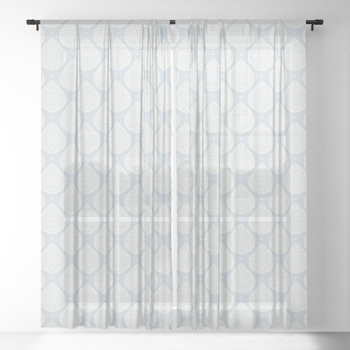 Egyptian Paisley Soft Blue Greens Sheer Curtain By Danikaherrick