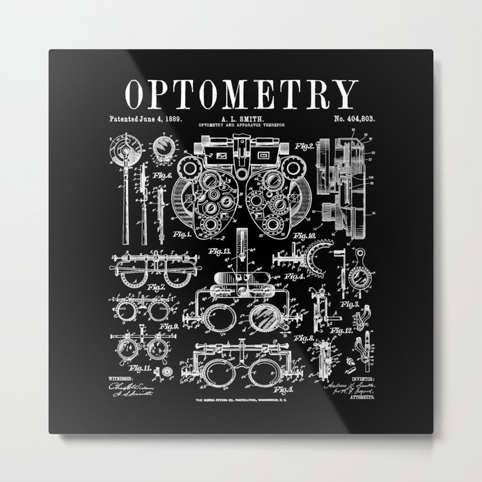 Optometrist Optometry Eye Doctor Tools Vintage Patent Print Metal Print