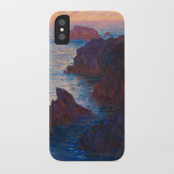 Claude Monet Impressionist Landscape Oil Painting Sunset At Sea Cliffs Ocean Cliff Landscape Iphone Case By Enshape
