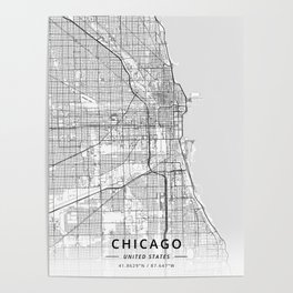 Chicago, United States - Light Map Poster