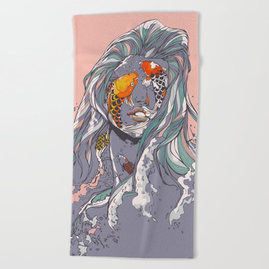 Koi and Raised Beach Towel