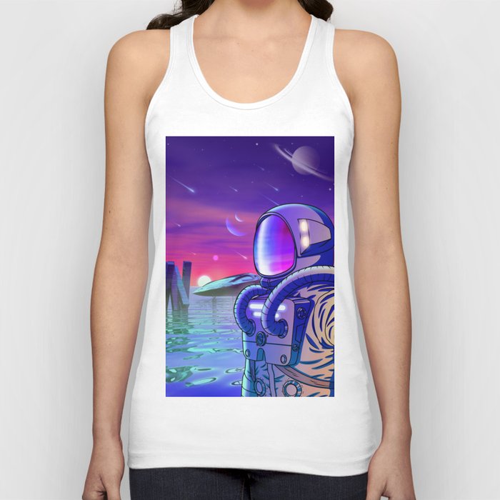 Astronaut Lost in Water Planet Tank Top