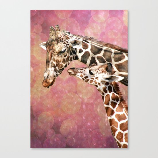 Baby and Mom Giraffe Canvas Print