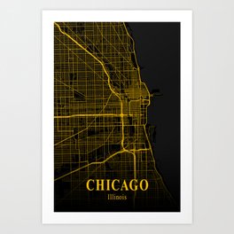 Chicago Map Poster City Wall Art Chicago Map Print Il Road Map Office Gift L24v4 Illinois Print Street Map Decor