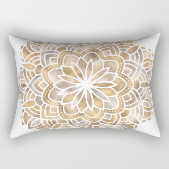 Mandala Multi Metallic in Gold Silver Bronze Copper Rectangular Pillow