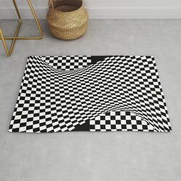 black white Rug | Black, Squares, Checks, Collage, Schwarz, Checkered, Pattern, White, Digital, Damask 