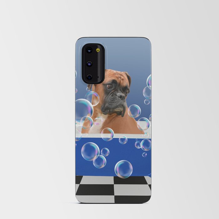 Boxer Dog- Blue Bathtub Soap Bubbles Android Card Case