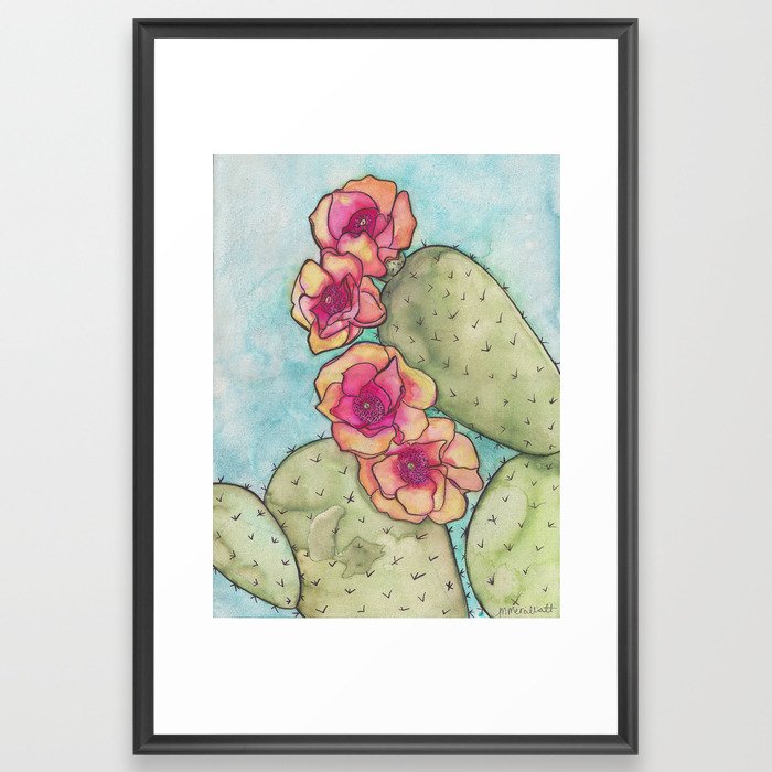 Prickly Pear Watercolor Illustration  Framed Art Print