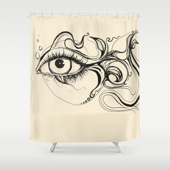 Eye Fish Doodle Shower Curtain