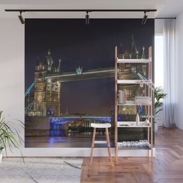 Great Britain Photography - The Famous Tower Bridge In London At Night Wall Mural