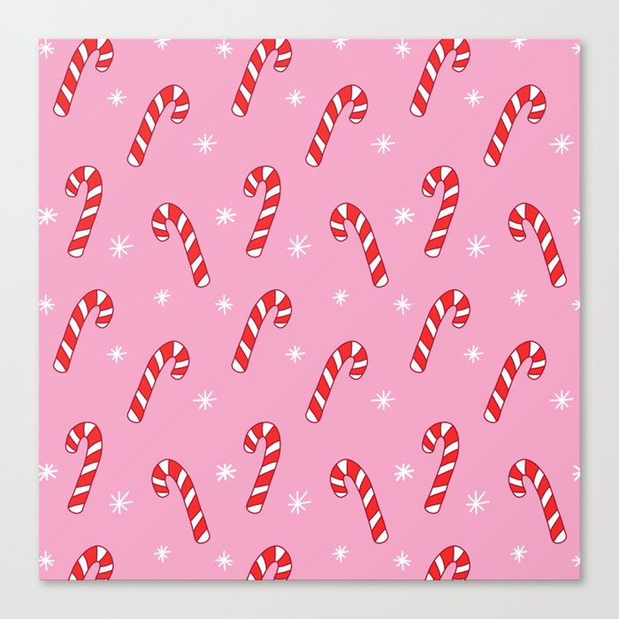 Candy Cane Pattern (pink) Canvas Print