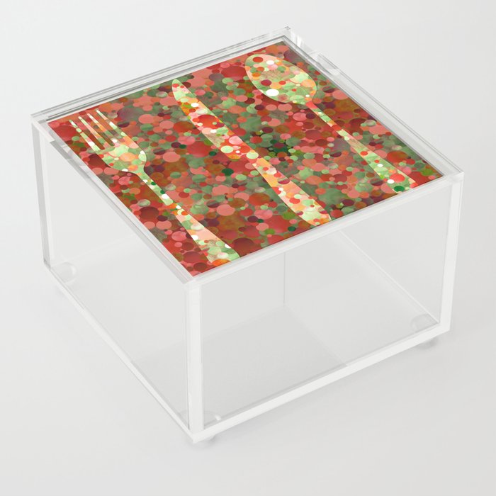 Red Mosaic Flatware Art Fabulous Fork Acrylic Box