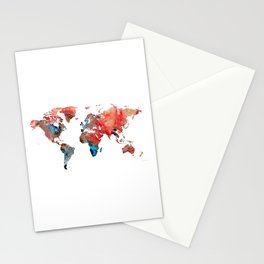 Red World Map 26 - Sharon Cummings Stationery Card