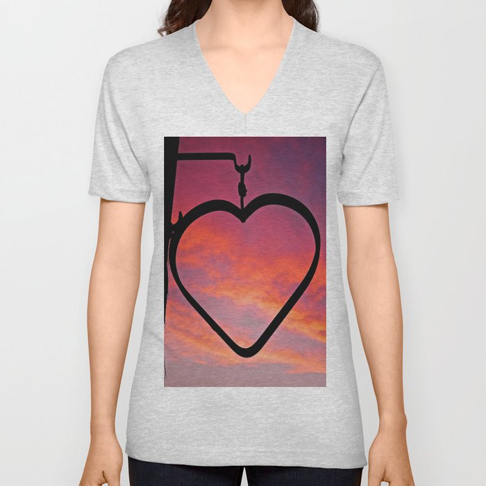 Love Sunset V Neck T Shirt