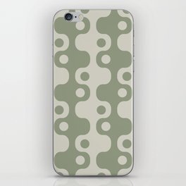 Retro Mid Century Modern Space Age Pattern 853 Sage Green and Beige iPhone Skin