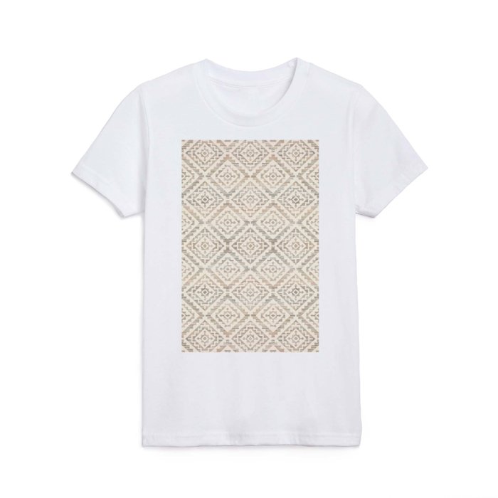 White Color Oriental Traditional Geometric Moroccan Style Texture Kids T Shirt