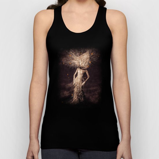 Dark portrait in autumn (colour option) Unisex Tank Top