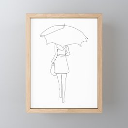 Rain - line minimal art Framed Mini Art Print
