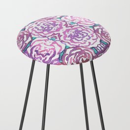Purple and Pink Watercolor Roses Counter Stool