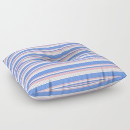 [ Thumbnail: Cornflower Blue, Light Pink & Lavender Colored Stripes Pattern Floor Pillow ]