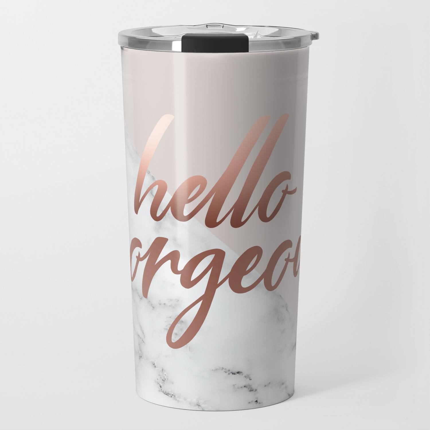 Hello Gorgeous Cute Meme Rose Gold Pink Marble Quote Travel