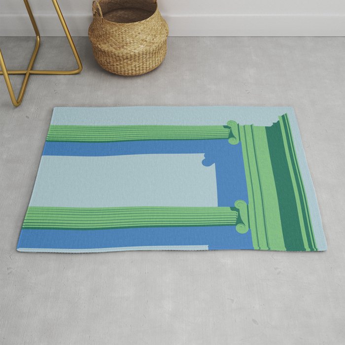 Ionic Entablature in Green Rug