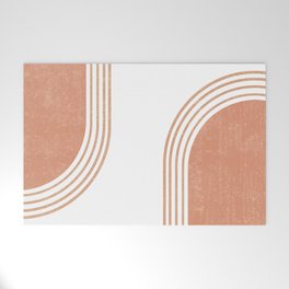 Mid Century Modern 4 - Geometrical Abstract - Minimal Print - Terracotta Abstract - Burnt Sienna Welcome Mat
