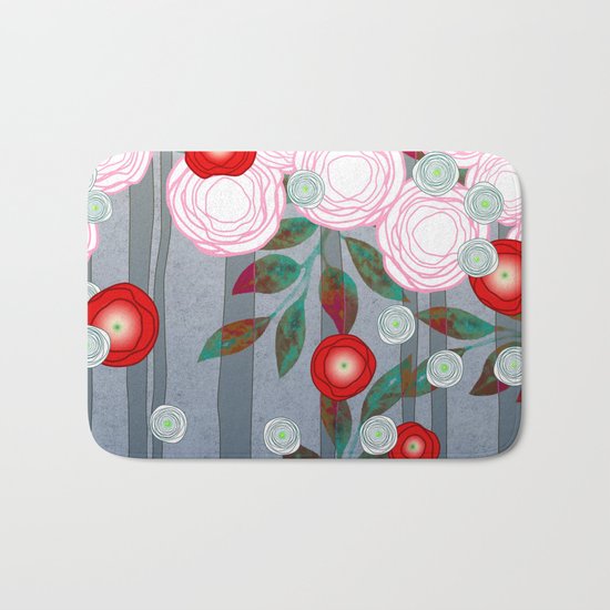 Flowers Summery Design Bath Mat