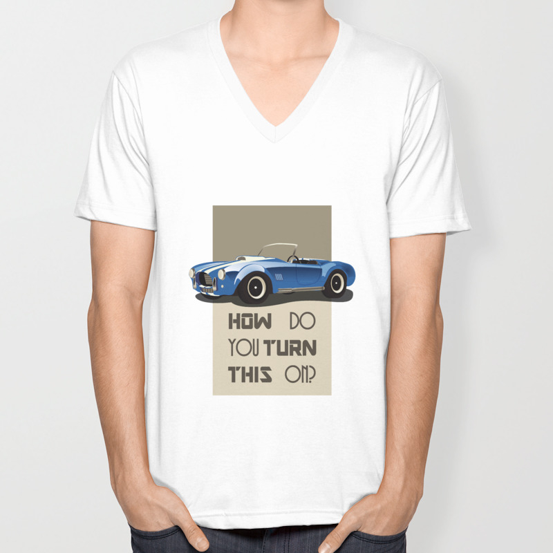 The Classic Game Cheat Code How Do You Turn This On Funny Blue Cobra Car V Neck T Shirt By Darrel De Pano Society6
