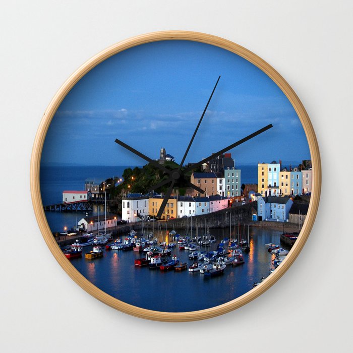 TENBY HARBOUR. PEMBROKESHIRE.WALES. Wall Clock