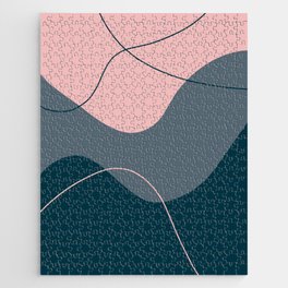Abstract Organic Shapes in Blue, Grey and Pink Jigsaw Puzzle