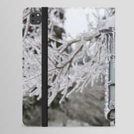 Winter Welcome Rustic Lamppost and Landscape with Snow and Ice iPad Folio Case