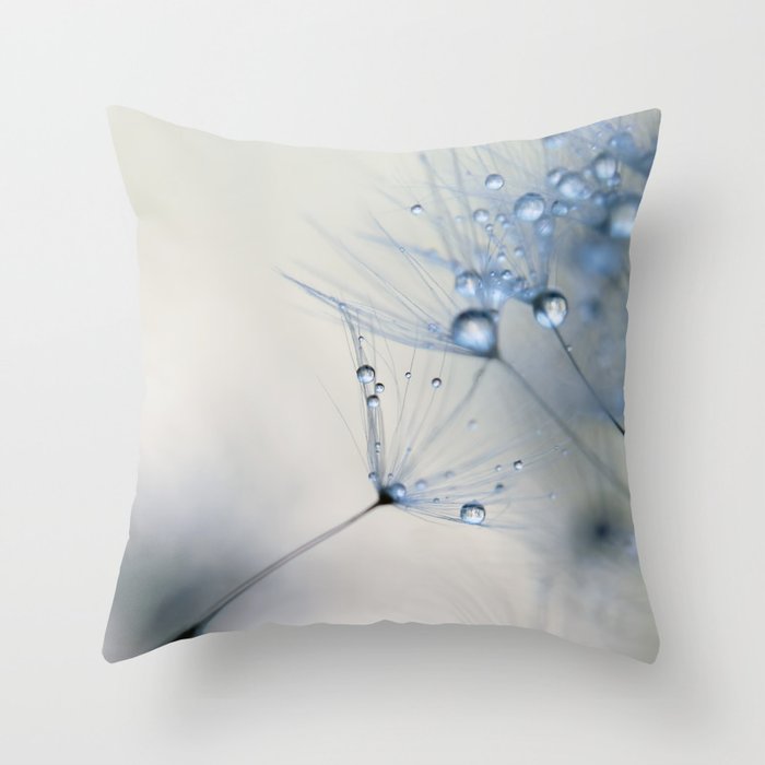 Dandelion Silver Blue  Throw Pillow