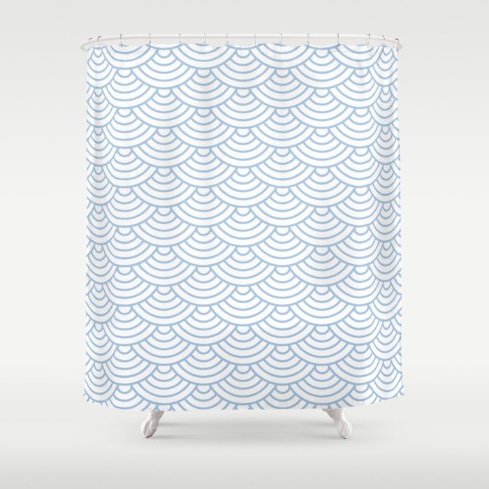 Pale Blue Japanese wave pattern Shower Curtain