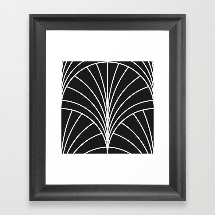 form x anvil | floral burst | white on charcoal  Framed Art Print