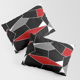 Falling - Abstract - Black, Gray, Red, White Pillow Sham