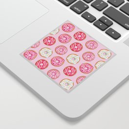 Pink Donuts Pattern on a pink background Sticker